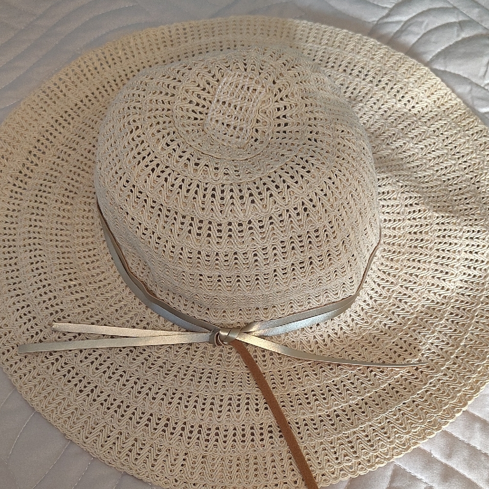 Target Natural Paper Wide-Brim Sun Hat with Ribbon Detail